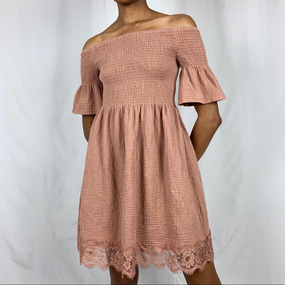 Altar’d State Blush Pink Off-Shoulder Dress Sz S